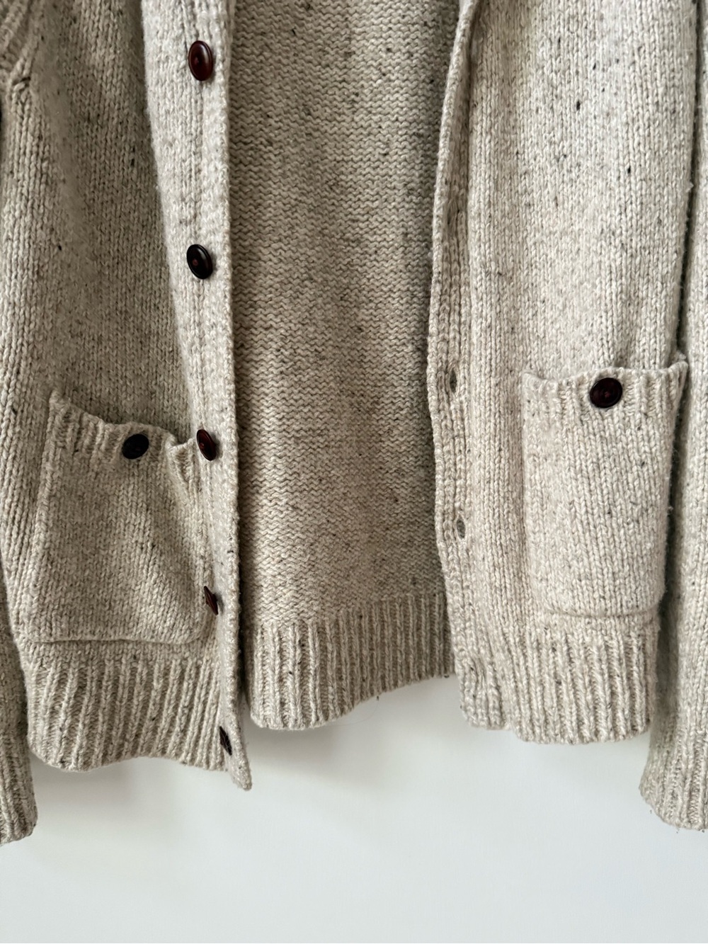J Crew Wool Blend Knit Shawl Collar Fisherman Cardigan Sweater - Picture 7 of 11
